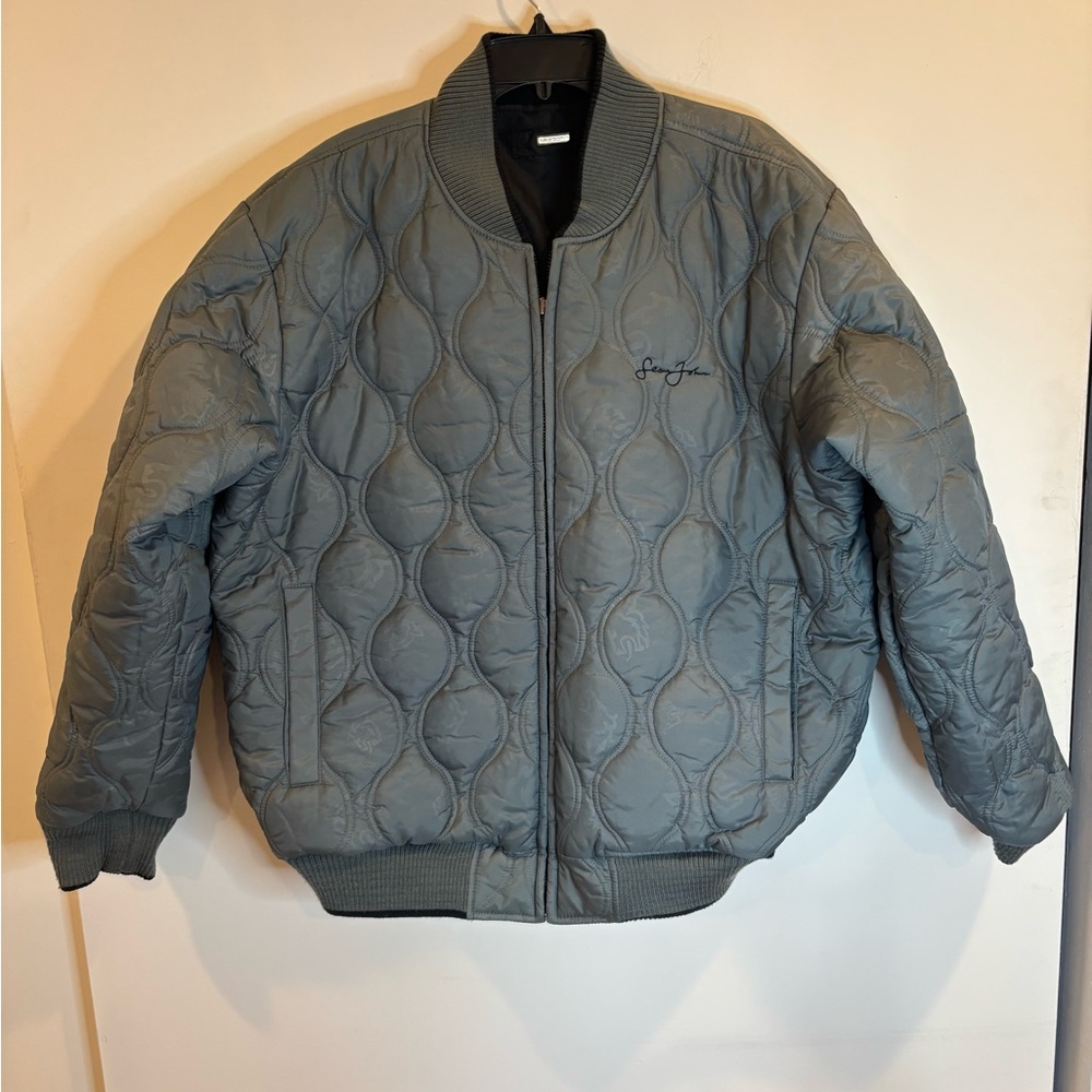 Sean John Quilted Bomber Jacket in Gray